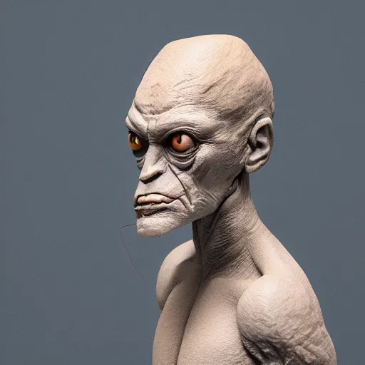 Image similar to portrait photo of super sculpey creature created by jordu schell, 4 k