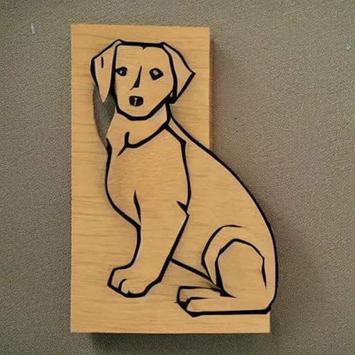 Prompt: wood cut art of dogs,