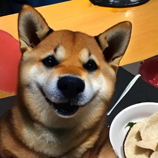 Image similar to shiba inu eating taco