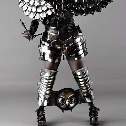 Image similar to photo woman in metal owl armour