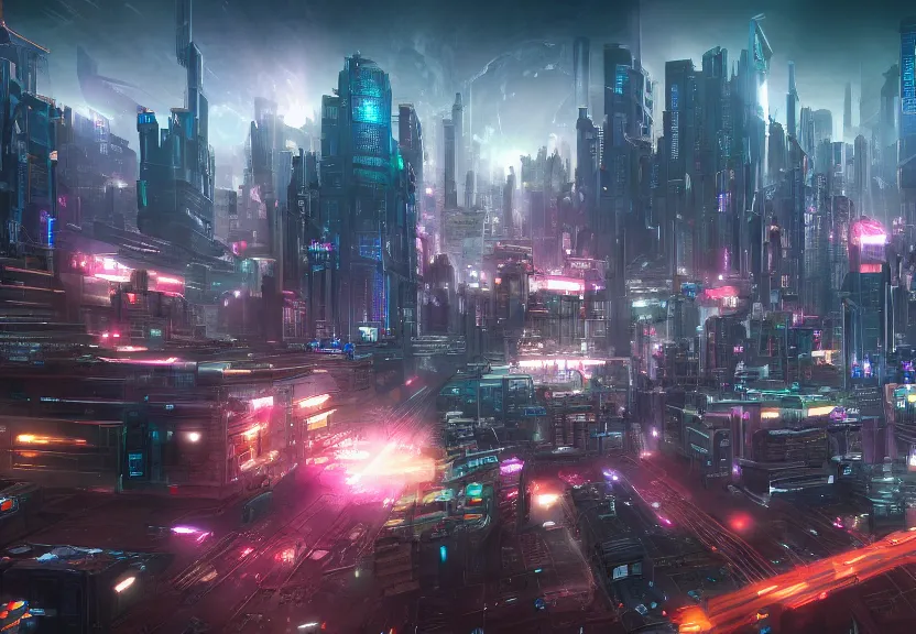 cyberpunk city, 4 k resolution, ultra wide angle