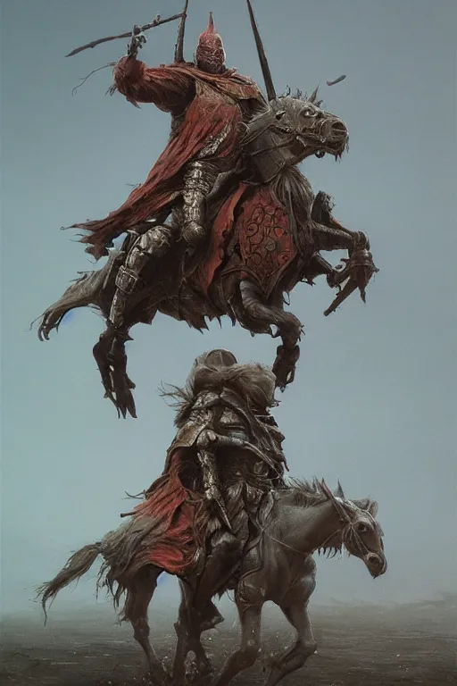 Image similar to Knight of the apocalypse riding a funny lama in a hat, dark fantasy, intricate, highly detailed, smooth, artstation, painted by Wayne Barlowe, Greg Rutkowski, zdislav beksinski, Francis Bacon