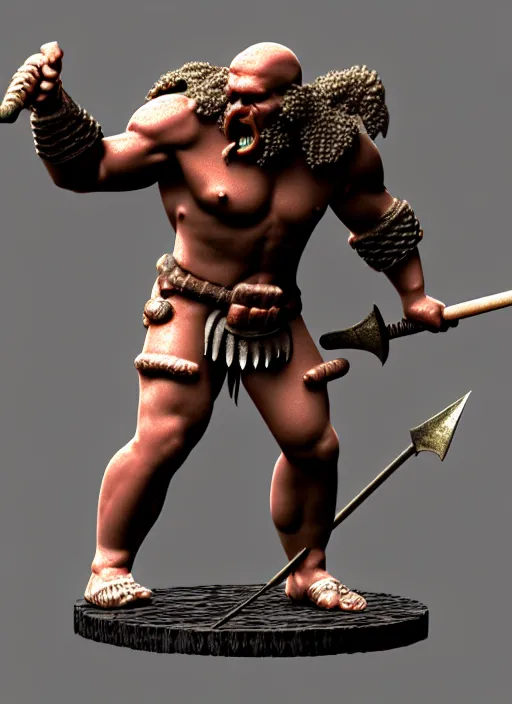 Prompt: barbarian, stl fantasy miniature, 3 d render