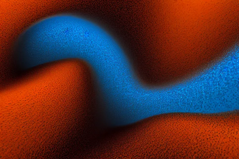 Image similar to wave of water particles, blue, orange, and brown colors, curl noise, vortex, simulation, featured on behance, uhd image, fractalism, painterly, media art, motion graphic, particles, fluids, 3 d, rendering, octane