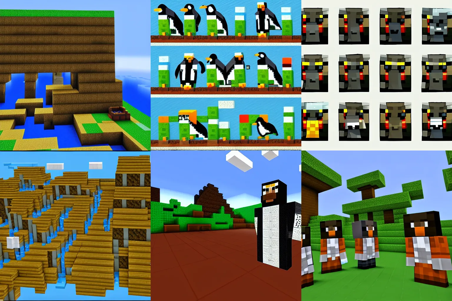 Prompt: Penguins in the style of Minecraft, Surrealism, HD artwork, Wikimedia, google arts and cultures,