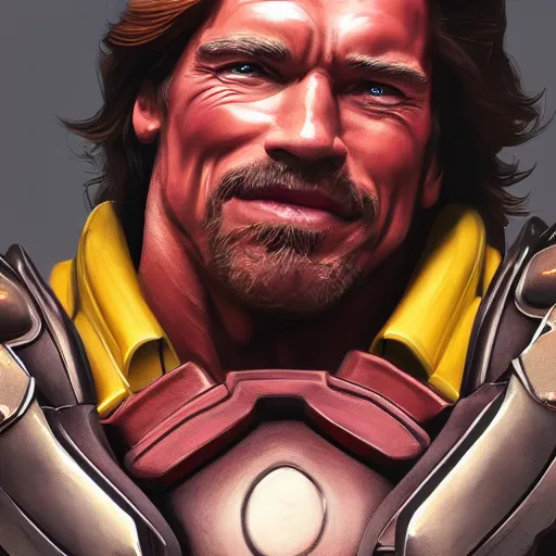 Image similar to a screenshot of arnold schwarzenegger as mccree in overwatch, portrait, fantasy, beautiful face, vivid colors, elegant, concept art, sharp focus, digital art, hyper - realistic, 4 k, unreal engine, highly detailed, hd, dramatic lighting by brom, trending on artstation