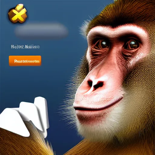 Image similar to realistic monkey simulation game, corporate are style