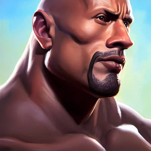 Image similar to greg manchess portrait painting of fierce foundation aka dwayne the rock johnson from fortnite as overwatch character, medium shot, asymmetrical, profile picture, organic painting, sunny day, matte painting, bold shapes, hard edges, street art, trending on artstation, by huang guangjian, gil elvgren, ruan jia, greg rutkowski, gaston bussiere