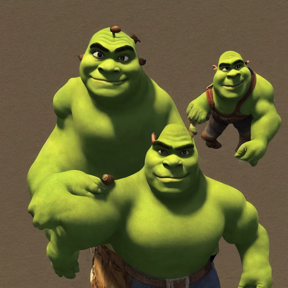 Prompt: Giga Chad Shrek, medium shot, highly detailed