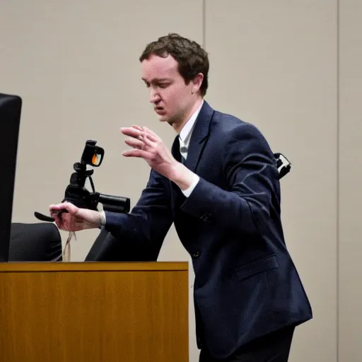 Image similar to mark zuckermedvedev demonstrating ar 1 5 rifle on his trial testimony