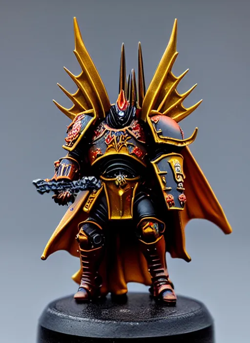 Image similar to 8 0 mm resin detailed miniature of a warhammer 4 0 k sauron, product introduction photos, 4 k, full body,