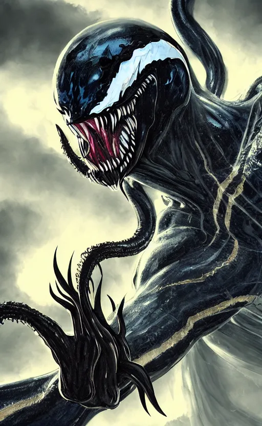 Image similar to venom as the scariest flash, dynamic lighting, fantasy concept art, trending on art station, stunning visuals, creative, cinematic, ultra detailed, ray tracing, sun rays, hyper realistic