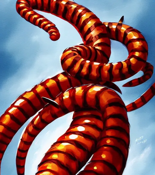 Prompt: painting of a mischievous giant centipede wearing a Santa hat, fantasy, Artgerm, Rutkowski, artstation, trending