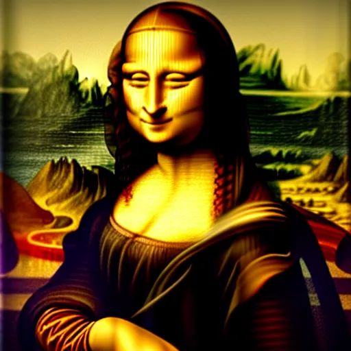 Image similar to mona lisa doing a selfie giving a thumbs up.