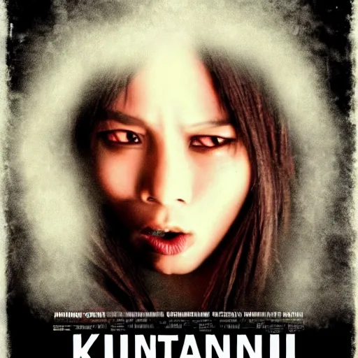 Image similar to horror movie poster called'kuntilanak antapani'with list of movie player, and restricted age, also very detail