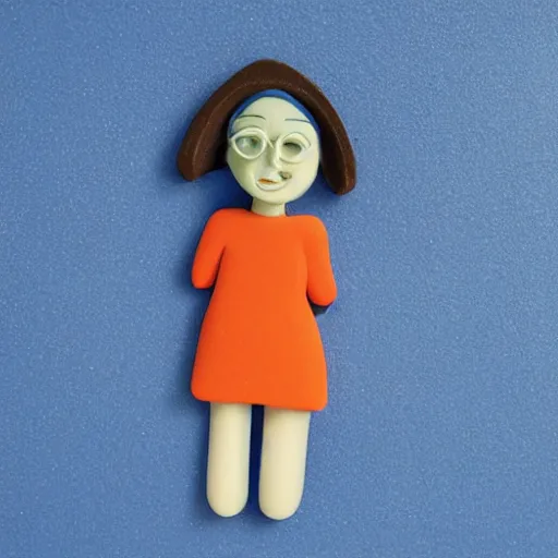Prompt: blue plasticine toy woman, detailed, orange background