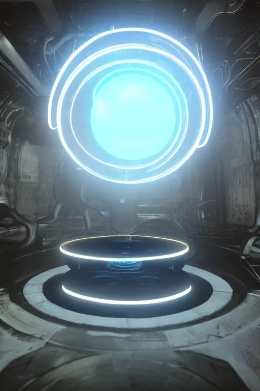 Image similar to glowing alien tech circles, unreal engine