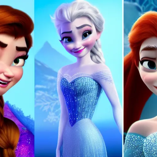 Image similar to bad bhabie as elsa in live action disney frozen, 8k resolution, full HD, cinematic lighting, award winning, anatomically correct