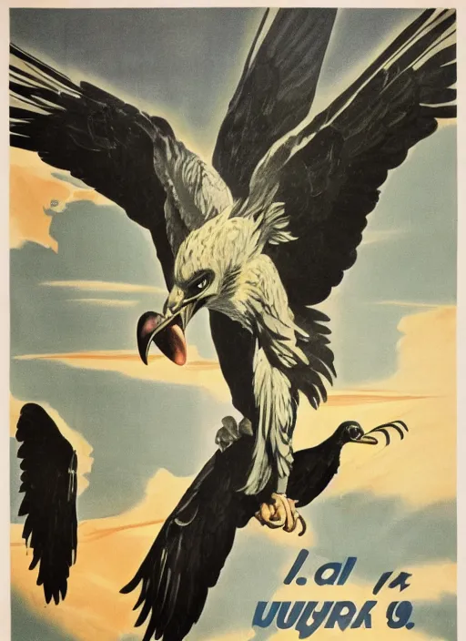 Image similar to vulture look in 1940s propaganda poster