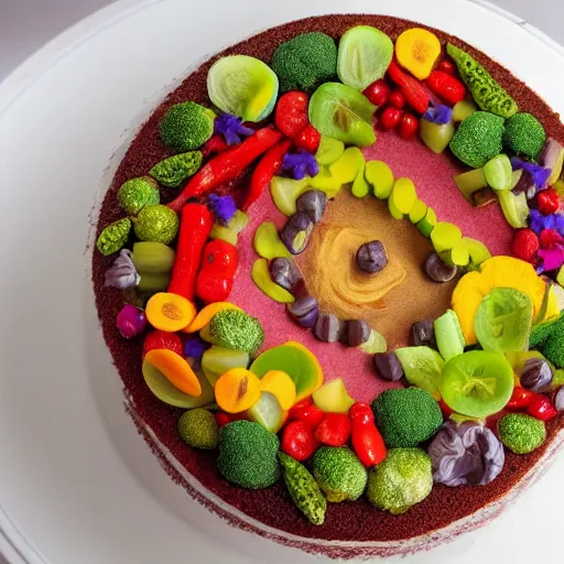 Image similar to photo of a cake with vegetables toppings