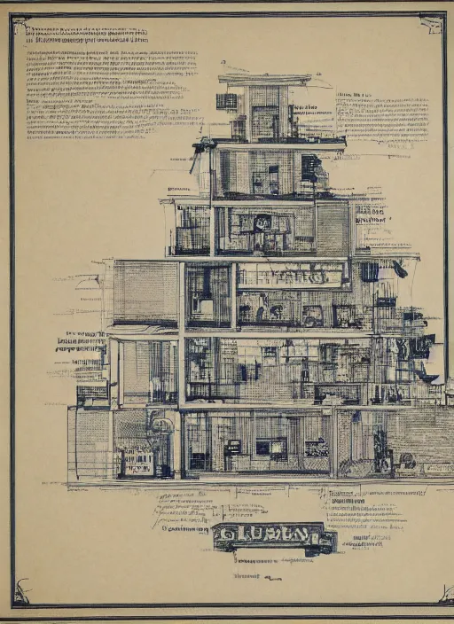 Prompt: a blueprint design of the concept of gluttony