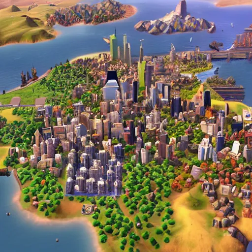 Image similar to new york city in the style of civilization vi