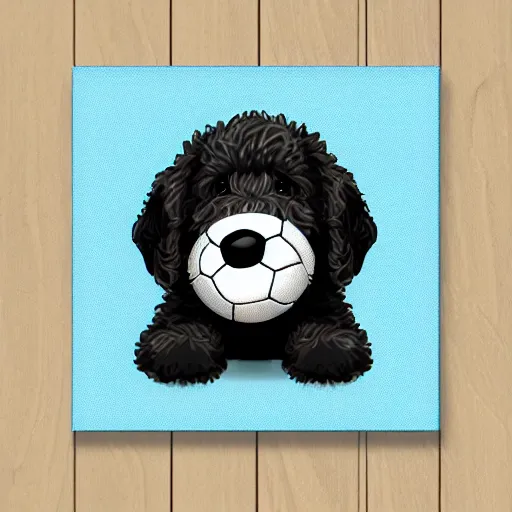 Image similar to bernedoodle puppy stuffed soccer, digital art