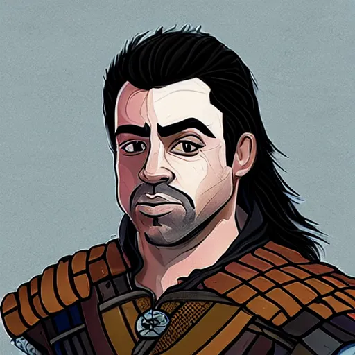 Prompt: portrait of Xavi Hernandez from Barcelona as Geralt of Rivia from The Witcher