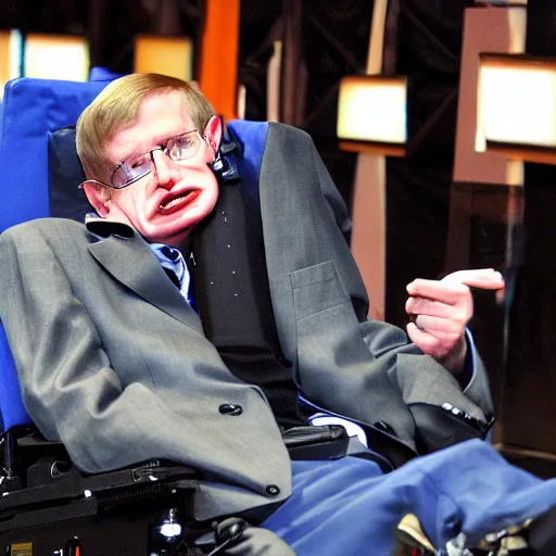 Prompt: stephen hawking playing lazer tag