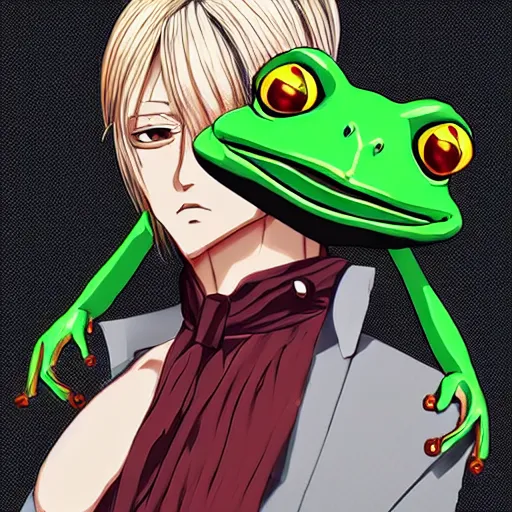 Image similar to portrait of frog mafia boss, anime fantasy illustration by tomoyuki yamasaki, kyoto studio, madhouse, ufotable, comixwave films, trending on artstation