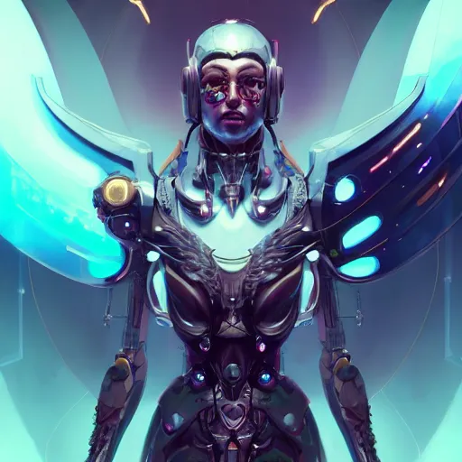 Image similar to a portrait of a beautiful cybernetic archangel, cyberpunk concept art by pete mohrbacher and wlop and artgerm and josan gonzales, digital art, highly detailed, intricate, sci-fi, sharp focus, Trending on Artstation HQ, deviantart, unreal engine 5, 4K UHD image