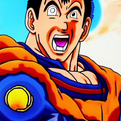 Prompt: Painting of Adam Sandler, official, detailed, character dragonball, award winning artwork, Akira Toriyama