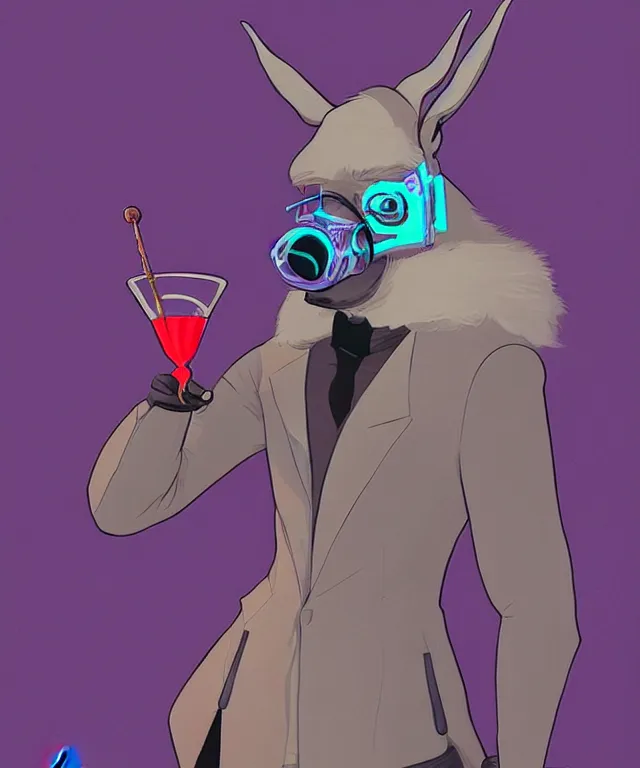 Image similar to a portrait of an anthropomorphic donkey holding a martini, cyberpunk!, fantasy, elegant, digital painting, artstation, concept art, matte, sharp focus, illustration, art by josan gonzalez