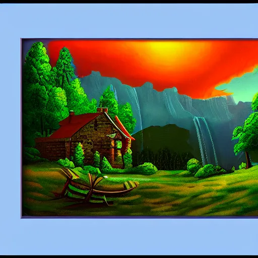 Image similar to windows 95 screensaver, painting, Artstation