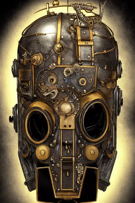 Image similar to steampunk helmet fantasy art mask robot ninja stylized digital illustration sharp focus, elegant intricate digital painting artstation concept art global illumination ray tracing advanced technology chaykin howard and campionpascale and cooke darwyn and davis jack