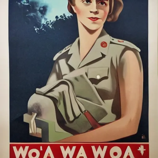 Image similar to world war 2 propaganda poster featuring Emma Watson