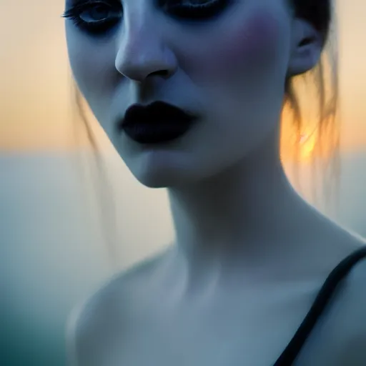 Prompt: photographic portrait of a stunningly beautiful goth scary eerie ghost female in soft dreamy light at sunset, contemporary fashion shoot, by edward robert hughes, annie leibovitz and steve mccurry, david lazar, jimmy nelsson, breathtaking, 8 k resolution, extremely detailed, establishing shot, artistic, hyperrealistic, perfect face, octane render