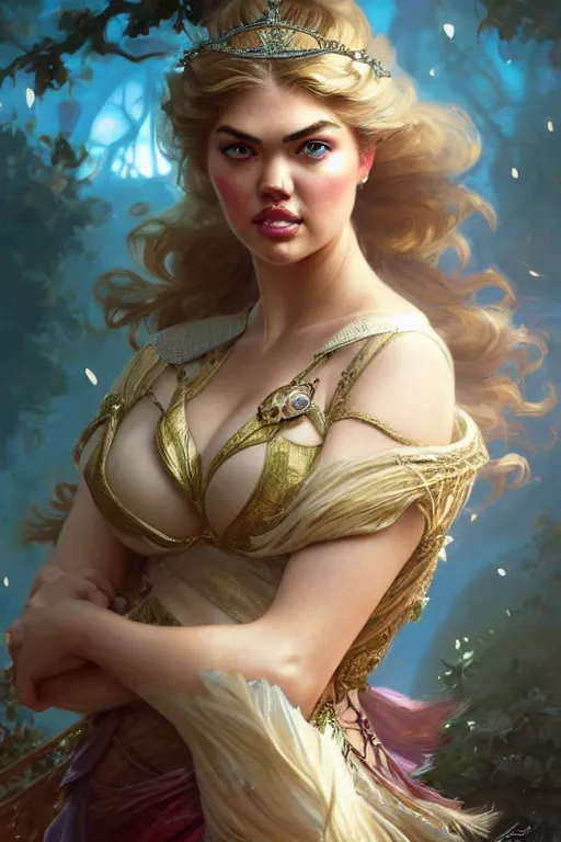 Prompt: kate upton as a princess, fantasy, intricate, elegant, highly detailed, digital painting, artstation, concept art, matte, sharp focus, illustration, art by artgerm and greg rutkowski and alphonse mucha