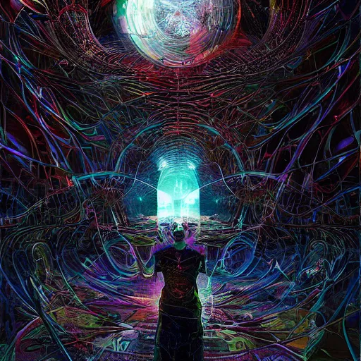 Image similar to a surreal visionary futuristic art piece by ben ridgway and android jones