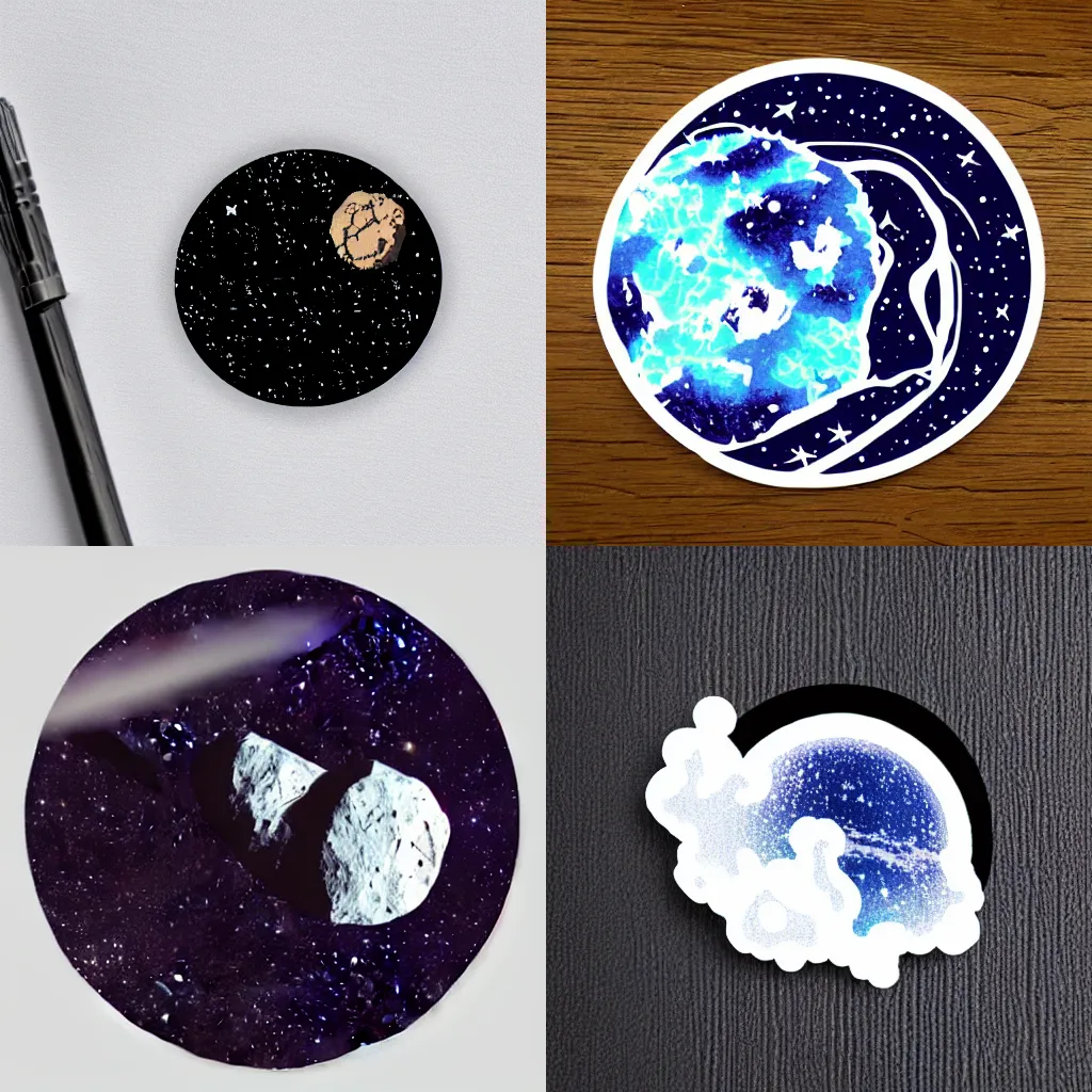 Prompt: asteroid sticker art, plain white background