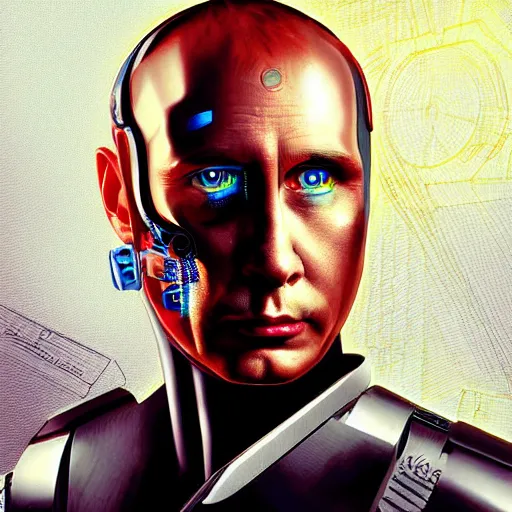 Image similar to Cyborg Putin, futuristic art, digital art, high quality