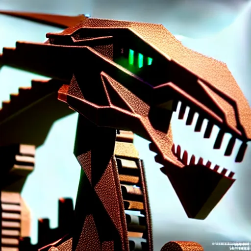 Image similar to a cyborg velociraptor made out of rusty metal gears, photorealistic 3 d octane render, unreal engine