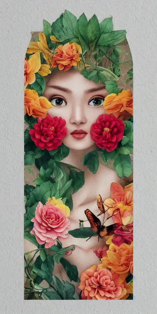 Image similar to beautiful flower, by tran nguyen, warm colors, cozy, etsy stickers, white border, sticker sheet, individual sticker