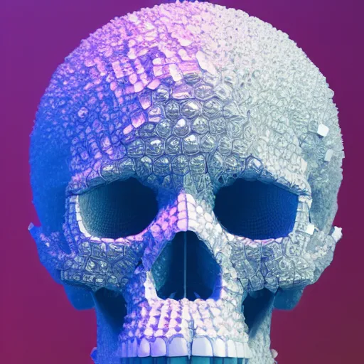 Image similar to human skull made of crystals, 3D, octane render, rtx, ultra detailed