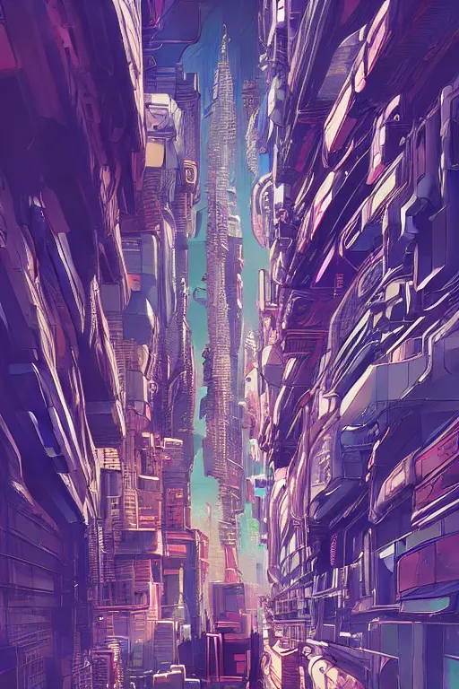 Image similar to astronaut cyberpunk surreal upside down city, neon lights, cell shaded by moebius, Jean Giraud, trending on artstation