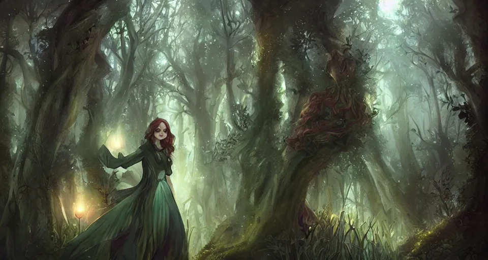 Prompt: Enchanted and magic forest, by Charlie bowater