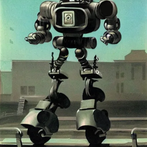 Image similar to soviet fighting robot menacing futuristic