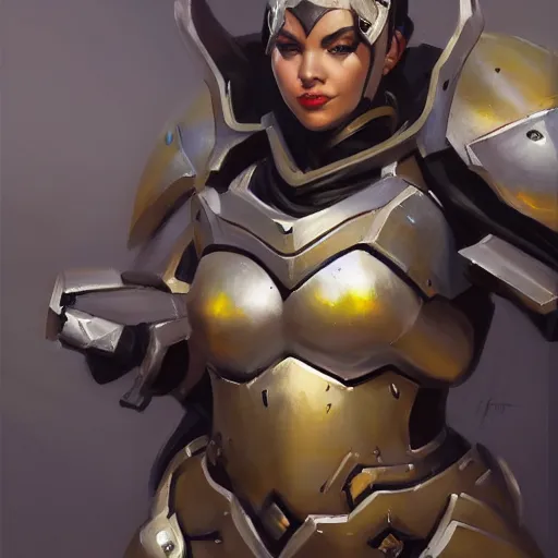 Image similar to greg manchess portrait painting of an armored dark female ironman as overwatch character, medium shot, asymmetrical, profile picture, organic painting, sunny day, matte painting, bold shapes, hard edges, street art, trending on artstation, by huang guangjian, gil elvgren, ruan jia, greg rutkowski, gaston bussiere