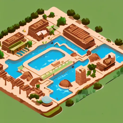 Image similar to Desert Oasis,Isometric style