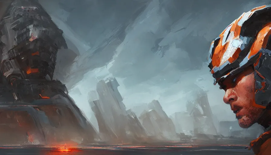 Image similar to big base sovietic, concept art by jama jurabaev, top angle, cinematic shot, trending on artstation, high quality, brush stroke